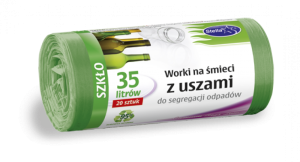 Worki na śmieci z USZAMI 35L 20szt SZKŁO Zielone STELLA
