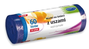 Worki na śmieci z USZAMI WYTRZYMAŁE 60L 20szt GRANATOWE  STELLA WNS-9725