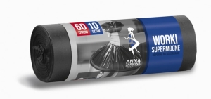 Worki na śmieci SUPERMOCNE LDPE 60L 10 szt. ANNA ZARADNA WNS-0547