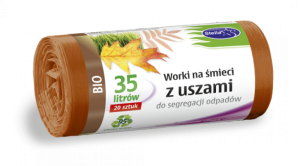 STELLA Worki na śmieci na odpady z USZAMI LDPE 35L 20 szt. BIO Brązowe WNS-2181