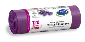 Worki na śmieci z taśmą  LAWENDOWE 120L 10szt STELLA  WNS-9923