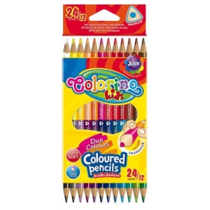 Kredki trójkątne dwukolorowe 12 szt. / 24 kolory Colorino