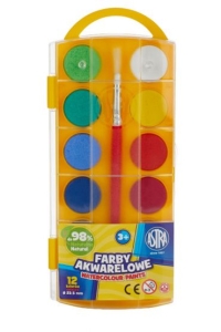 Farby akwarelowe 12 kolorów z pędzelkiem ASTRA