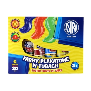 Farby plakatowe w tubach 6 kolorów MIX 30ml ASTRA