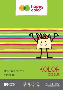 Blok techniczny, kolorowy, A4, 170g, 10 arkuszy 10 kartek Happy Color 