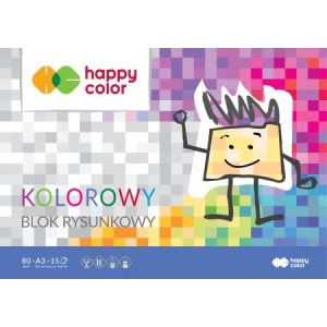  Blok rysunkowy, kolorowy, A3, 80g, 15 arkuszy 15 kartek Happy Color