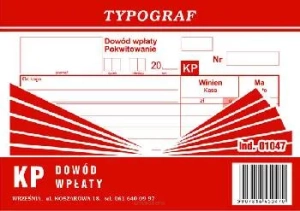 Druk Dowód wpłaty KP A6 Typograf