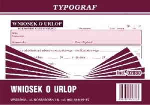 Druk Wniosek o urlop A6 Typograf