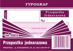 Druk Przepustka jednorazowa A7 Typograf 