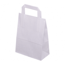 Torba papierowa biała 180x90x230mm z uchwytem płaskim 250szt