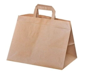 Torba papierowa brązowa 320x220x250mm z uchwytem płaskim 250szt