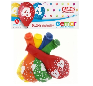 Balony CYFRA 4, 30 cm, 5 szt.