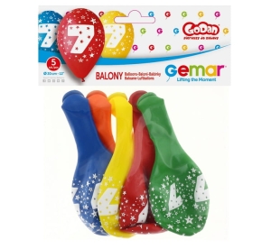 Balony CYFRA 7, 30 cm, 5 szt.