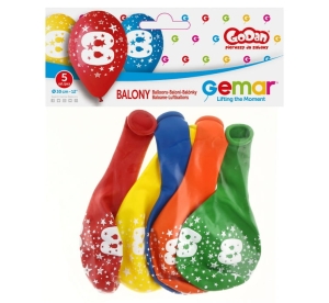Balony CYFRA 8, 30 cm, 5 szt. 