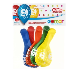 Balony CYFRA 9, 30 cm, 5 szt.