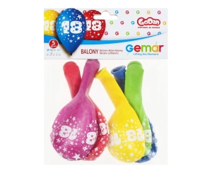 Balony CYFRA 18, 30cm, 5 szt.