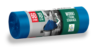 Worki na śmieci 60l z taśmą NIEBIESKIE a'10 Anna Zaradna. WNS-6363V