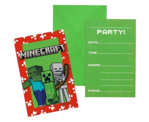 Zaproszenia z kopertami MINECRAFT 6szt 
