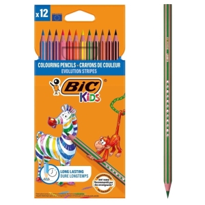 Kredki Bic Kids 12szt Evolution Stripes