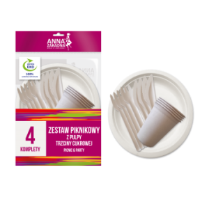 Zestaw piknikowy z pulpy trzciny cukrowej 4kpl AZ6-AP-1329 