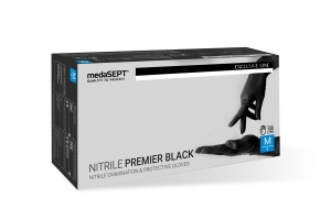 Rękawice Nitrylowe 7-8 M a'100 Bezpudrowe BLACK medaSEPT